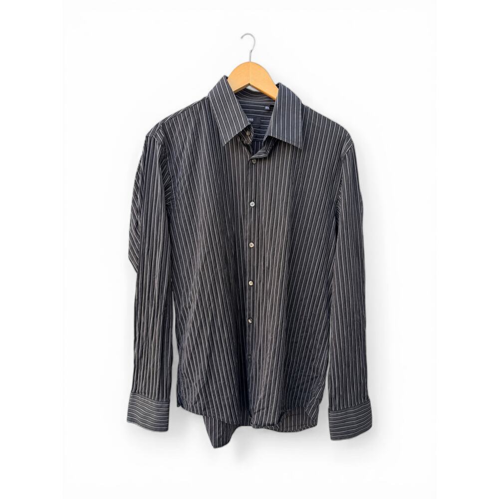 Hugo Boss Black Striped Dress Shirt 16.5 34/35